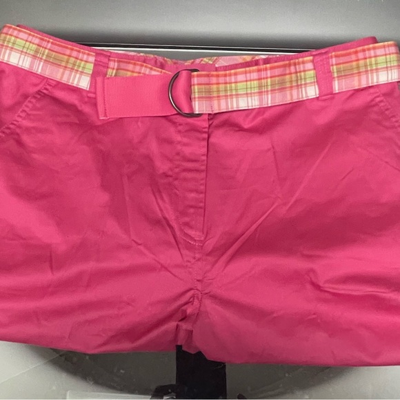 Kim Rogers Pants - Kim Rogers Hot Pink Women's Shorts with Plaid Trim Belt